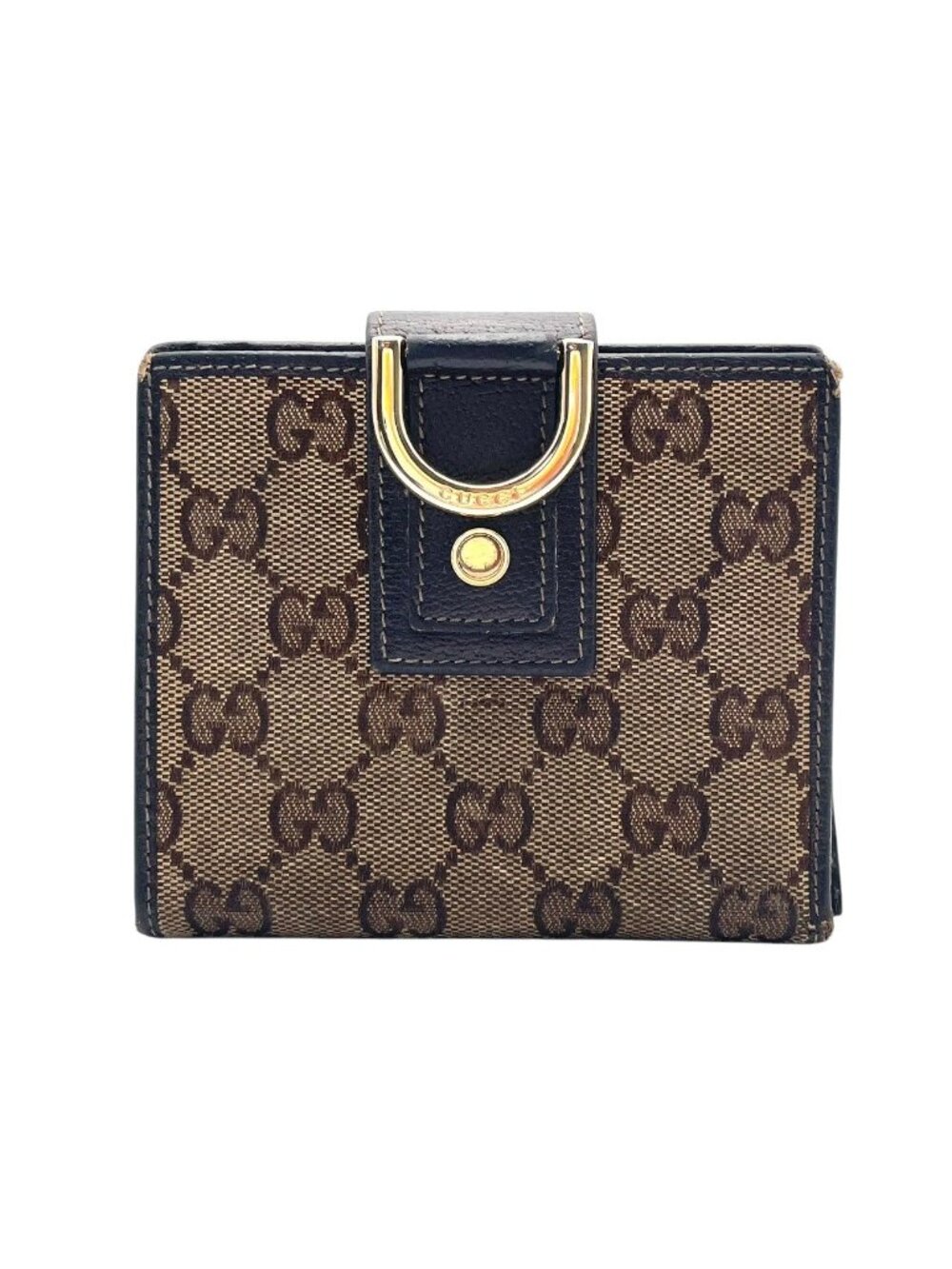 Gucci Abbey GG Canvas Leather Bifold Wallet Snap Compact Mini Wallet Beige - Picture 3 of 10